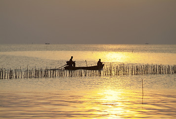 Image showing Small boat before sunset