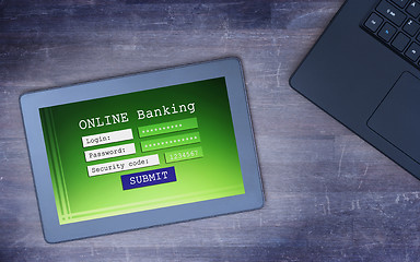 Image showing Online banking on a tablet