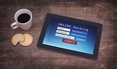 Image showing Online banking on a tablet