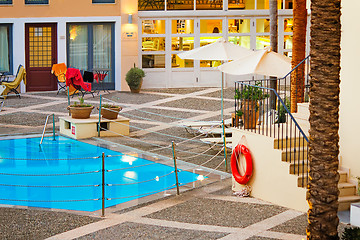 Image showing Inner courtyard with a small pool at the resort.