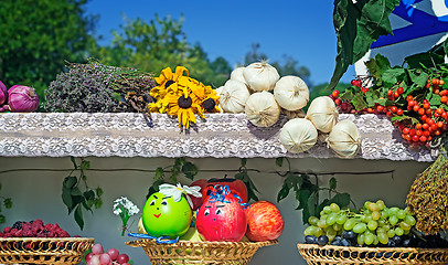 Image showing Beautifully designed Cabinet for selling vegetables and fruits.