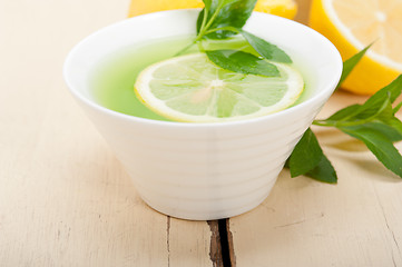 Image showing mint infusion tea tisane with lemon