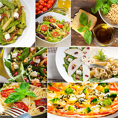 Image showing healthy and tasty Italian food collage