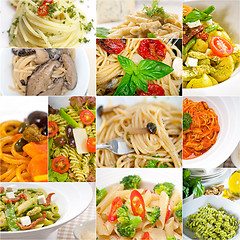 Image showing collection of different type of Italian pasta collage