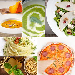 Image showing healthy and tasty Italian food collage