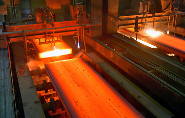 Image showing Gas cutting of the hot metal