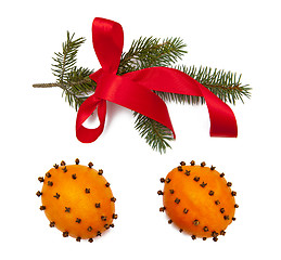 Image showing Christmas time decoration isolated on the white background