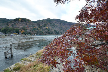 Image showing View from Togetsukyo bridge in Arashiyama, Kyoto