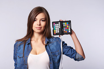 Image showing Denim style portrait of teen girl