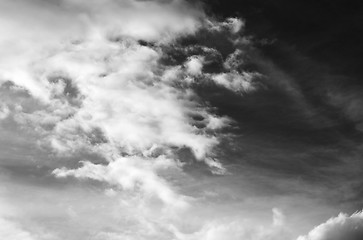 Image showing Black and white sky with clouds 