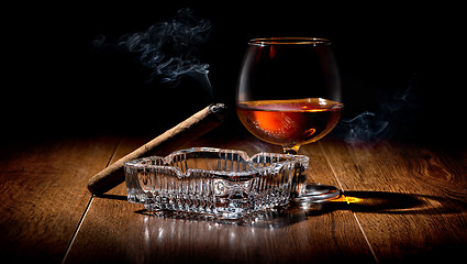 Image showing Cigar and cognac