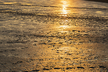 Image showing mudflat landscape at sunset