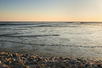 Image showing mudflat landscape at sunset