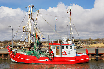 Image showing red fishing boat