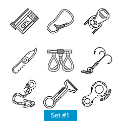 Image showing Black vector icons for mountaineering accessories