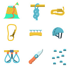 Image showing Flat color vector icons for climbing outfit