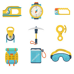 Image showing Flat color vector icons for mountaineering equipment