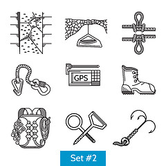 Image showing Black vector icons for rock climbing accessories