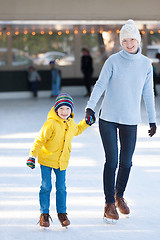 Image showing family ice skating