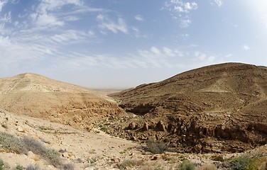 Image showing Panorama of Mamshit desert canyon near the Dead sea in Israel