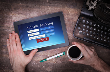 Image showing Online banking on a tablet