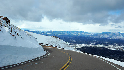 Image showing Road to the Pikes Peak, Colorado in the winter