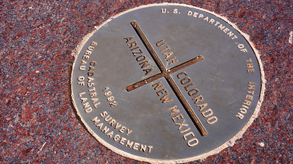 Image showing Metal plate of Four Corners in USA