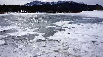 Image showing Snow lake under the mountain