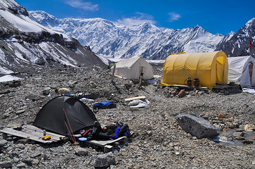 Image showing Basecamp on glacier in Kyrgyzstan