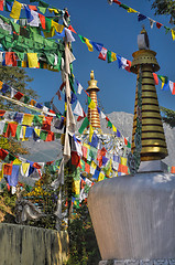 Image showing Buddhist prayer flags in  Dharamshala, India