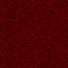 Image showing floral seamless background. red pattern to burgundy background