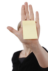 Image showing Woman and post it