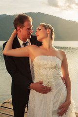 Image showing Atmospheric image of a newlywed newlyweds