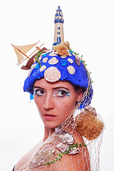 Image showing Marine themed fashion headdress