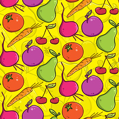 Image showing seamless vector background. colorful  fruits and vegetables