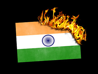 Image showing Flag burning - India