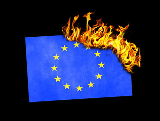 Image showing Flag burning - European Union