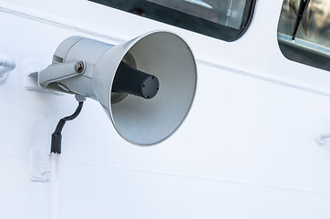 Image showing Megaphone of a speaker phone on a vessel, a close up