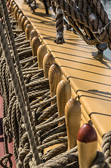 Image showing Blocks and tackles of a sailing vessel