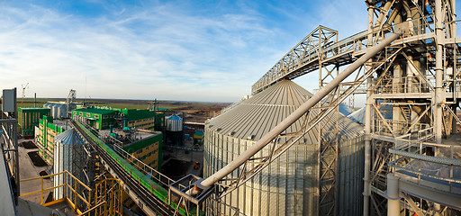 Image showing Towers of grain drying enterprise at sunny day