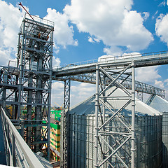 Image showing Towers of grain drying enterprise at sunny day