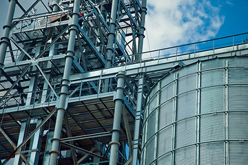 Image showing Towers of grain drying enterprise at sunny day