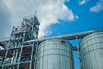 Image showing Towers of grain drying enterprise at sunny day