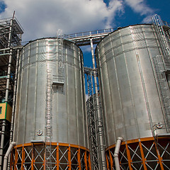 Image showing Towers of grain drying enterprise at sunny day