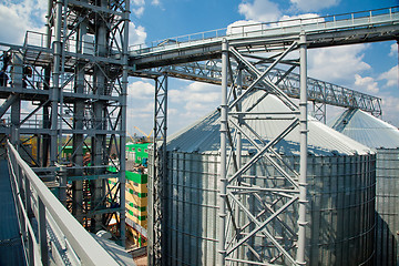 Image showing Towers of grain drying enterprise at sunny day