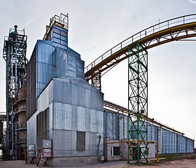 Image showing Towers of grain drying enterprise at sunny day