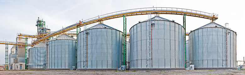 Image showing Towers of grain drying enterprise at sunny day