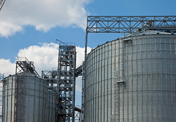 Image showing Towers of grain drying enterprise at sunny day