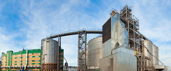 Image showing Towers of grain drying enterprise at sunny day