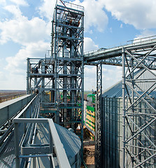 Image showing Towers of grain drying enterprise at sunny day